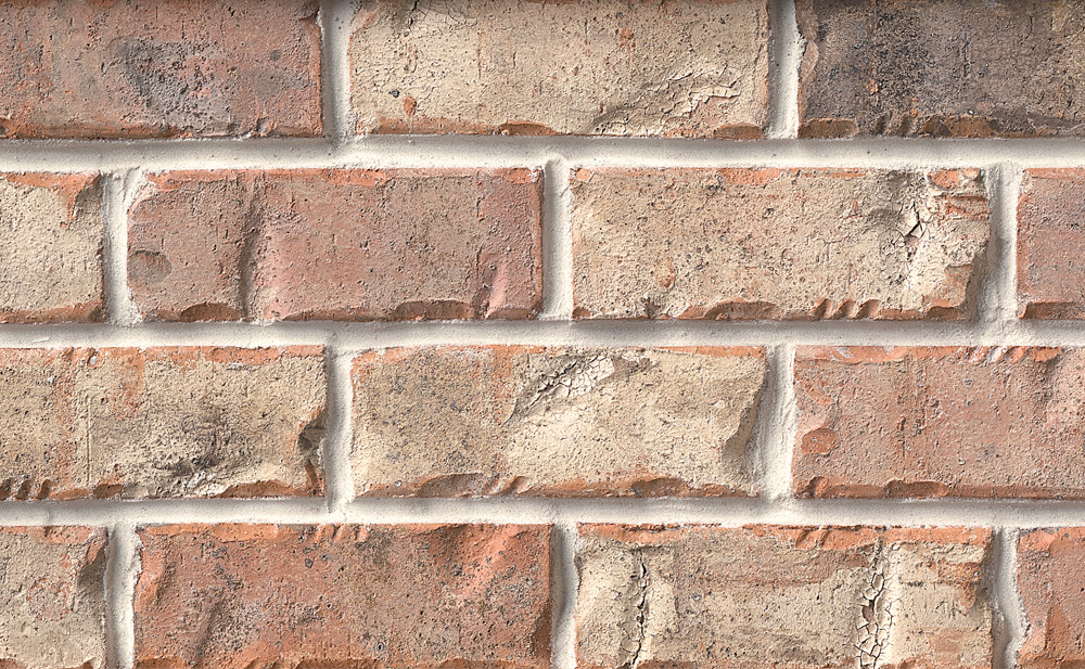 Authintic Brick by Meridian® Brick - Queen Size, Alamo with half inch mortar joints
