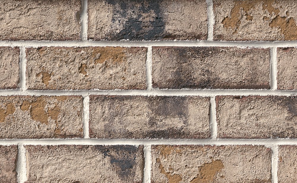 Authintic Brick by Meridian® Brick - Queen Size, Coastal Bluff with half inch mortar joints