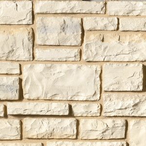 Cultured Stone® - Cobblefield®, Texas Cream with half inch mortar joints