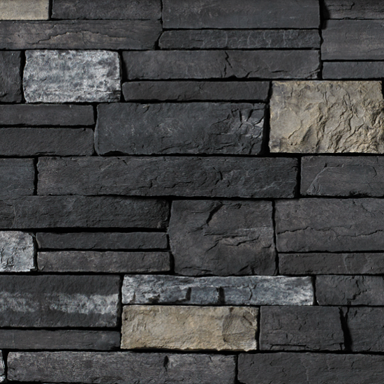 Cultured Stone® – Country Ledgestone, Black Rundle with tight fit mortar joints