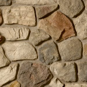 Cultured Stone® – Dressed Fieldstone, Chardonnay with half inch mortar joints