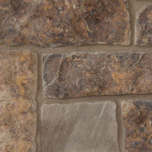 ThinCut™ Natural Stone Veneer - Random Height, Willowbrook Brown Castlerock with half inch mortar joints