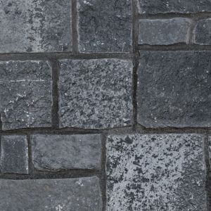 Pangaea® Natural Stone – Castlestone, Black Rundle with half inch mortar joints