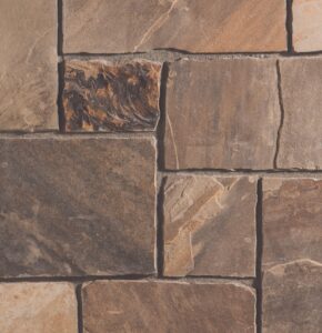 ThinCut™ Natural Stone - Random Height, Chestnut Hill Castlerock with quarter inch mortar joints