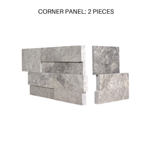 TIER® Natural Stone - 3D, Tundra Grey Corner Panel - 2 Pieces