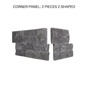 TIER® Natural Stone - Crafted, Grey Basalt Corner Panel - 2 Piece Z-Shaped