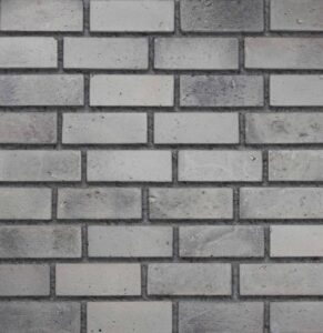 Flex Bricks - BGB, Cloudy Ash with half inch grey mortar joint