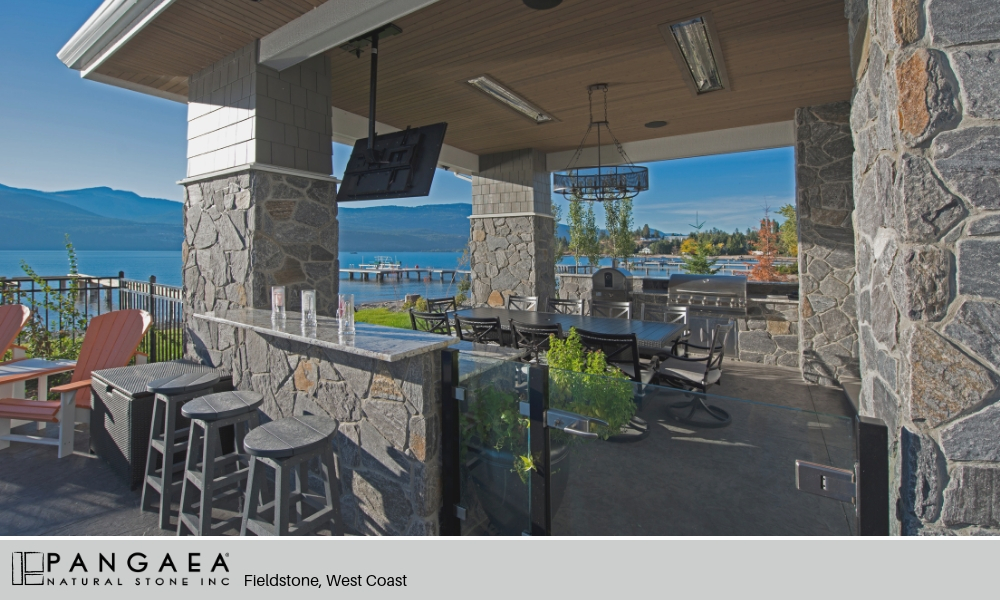 Outdoor Living Covered Patio Sunroom Pangaea Natural Stone Fieldstone West Coast