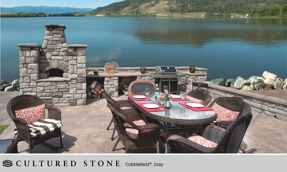 Outdoor Living Kitchen BBQ Cultured Stone Cobblefield Gray