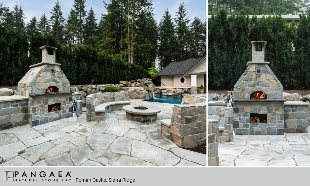 Outdoor Living Kitchen BBQ Pangaea Natural Stone Roman Castle Sierra Ridge