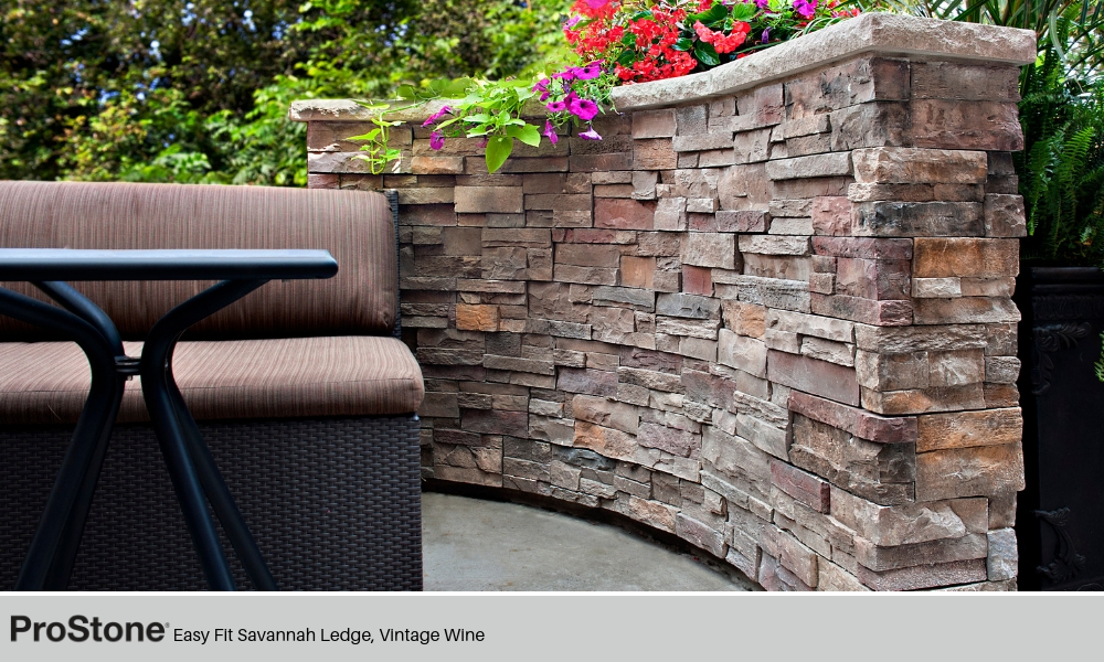 Outdoor Living Landscape Design ProStone Easy Fit Savannah Ledge Vintage Wine