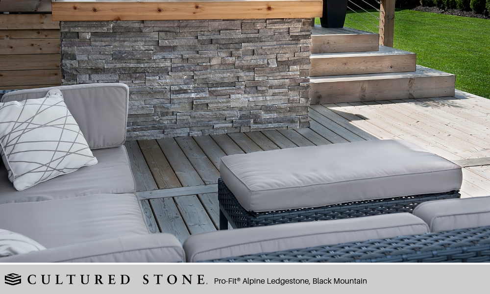 Outdoor Living Lounge Entertainment Cultured Stone Pro Fit Alpine Ledgestone Black Mountain