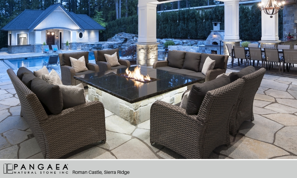 Outdoor Living Firepit Pangaea Natural Stone Roman Castle Sierra Ridge