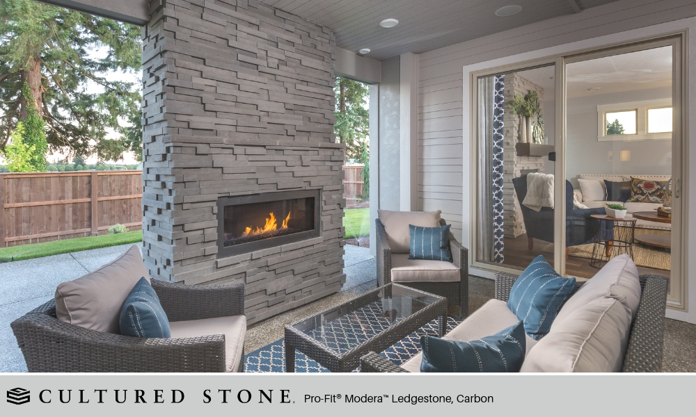 Outdoor Living Fireplace Cultured Stone Pro Fit Modera Ledgestone Carbon