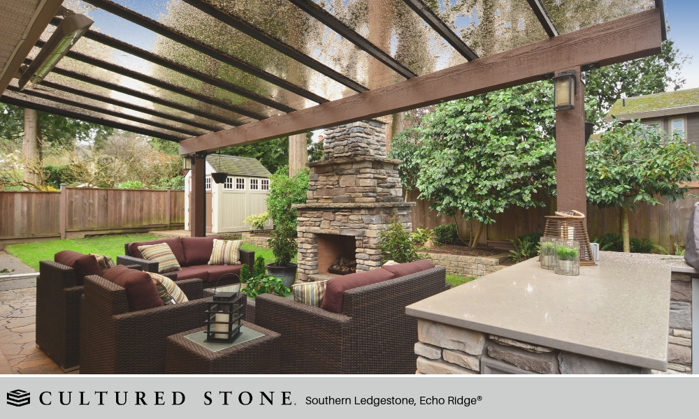 Outdoor Living Fireplace Cultured Stone Southern Ledgestone Echo Ridge.