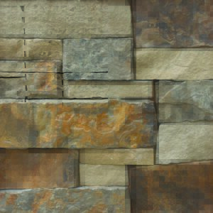 ThinCut™ Natural Stone - Random Height, Black Hills Rustic avec joints de mortier serrés