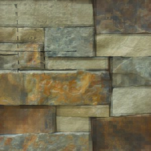 ThinCut™ Natural Stone - Random Height, Black Hills Rustic avec joints de mortier serrés
