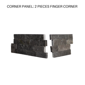 TIER® Natural Stone - Contemporary, Charcoal panneau de coin - coin des doigts