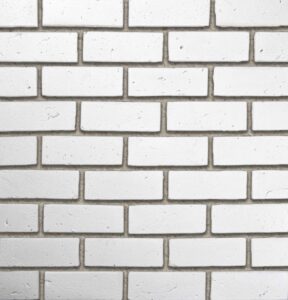 Flex Bricks - BGB, Cloudy White avec un joint de mortier crème d’un demi-pouce