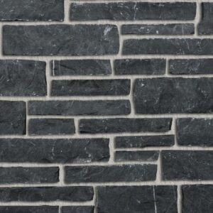 Pangaea® Natural Stone – Ledgestone, Black Rundle avec demi pouce joints de mortier