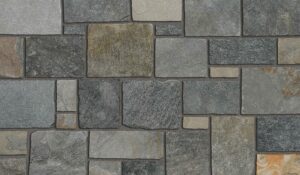 Pangaea® Natural Stone – Roman Castlestone, Sierra Ridge avec demi pouce joints de mortier