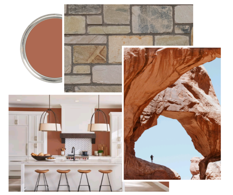 Color of the Year Sherwin Willians Cavern Clay Pangaea Natural Stone 3 Course Ashlar Siena