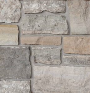 ThinCut™ Natural Stone - Random Height, Rockport Blend with half inch mortar joints