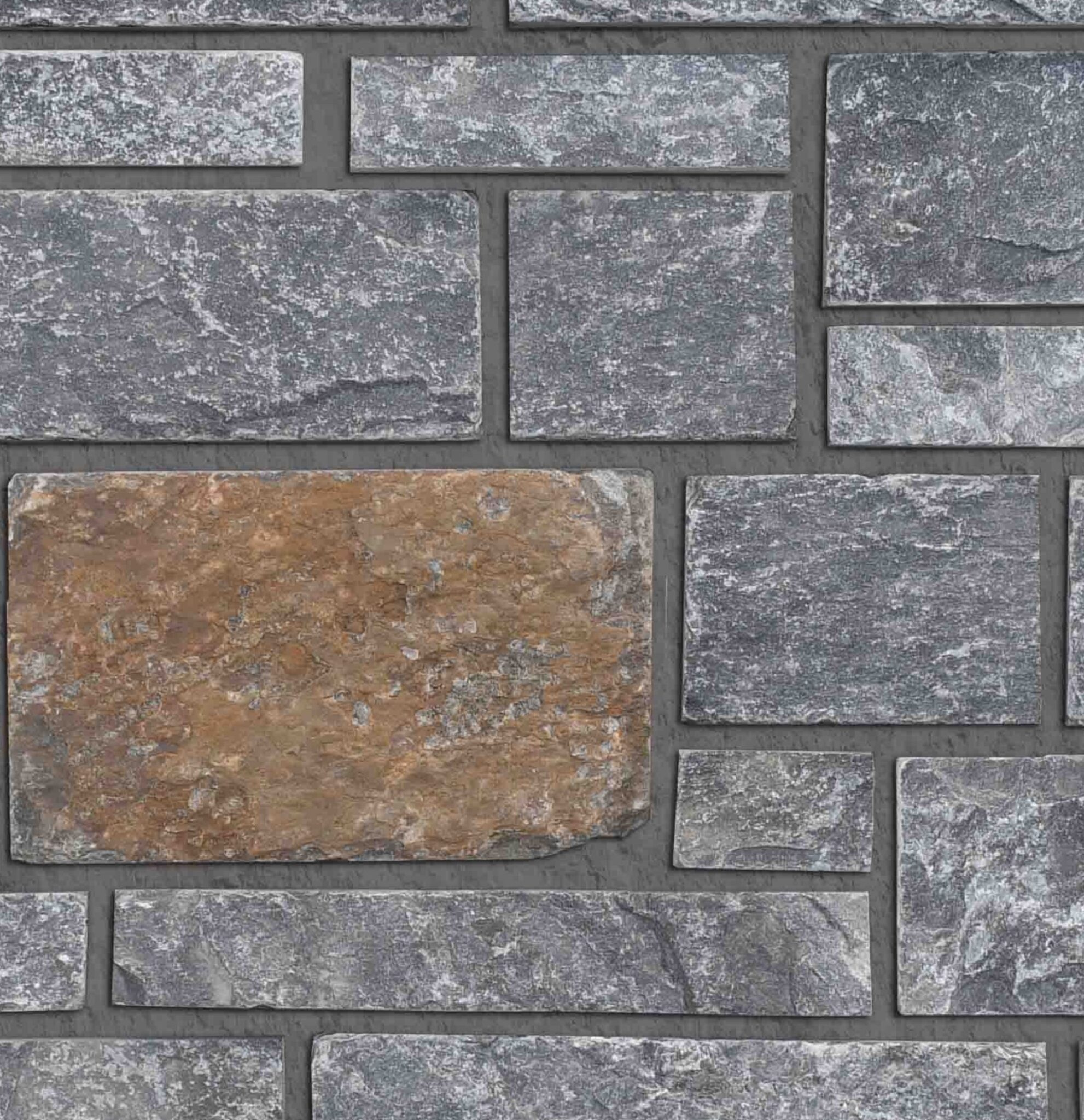 Pangaea® Natural Stone – 3 Course Ashlar, Diamond River with half inch mortar joints