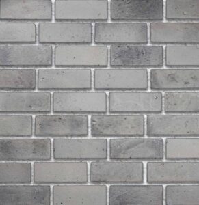 Flex Bricks - BGB, Cloudy Ash with half inch white mortar joint