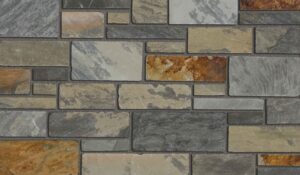 Pangaea® Natural Stone – 3 Course Ashlar, Saddleback with half inch mortar joints